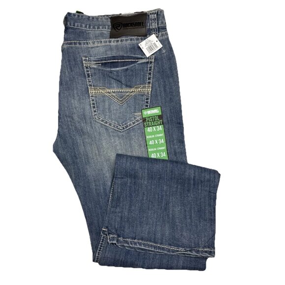 Rock & Roll Cowboy Other - NWT Rock & Roll Denim Pistol Straight Jeans 40x34 Light Wash Regular Fit